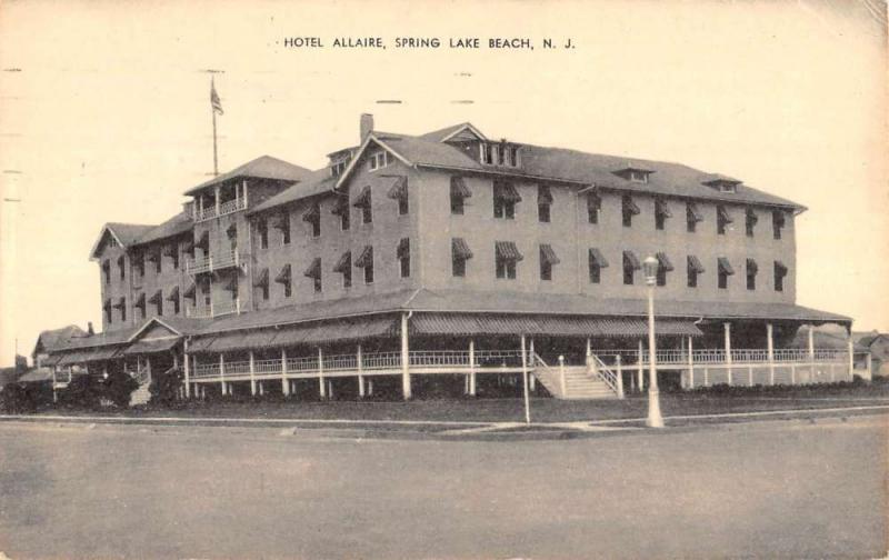 Spring Lake Beach New Jersey Hotel Allaire Street View Antique Postcard K102585