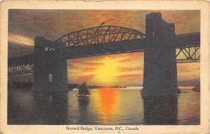 Vancouver British Columbia 1947 Postcard Burrard Bridge