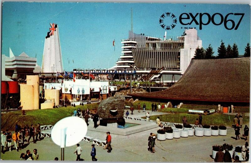 Expo 67 Montreal Canada View of France, Haiti, British Pavilions Postcard N07