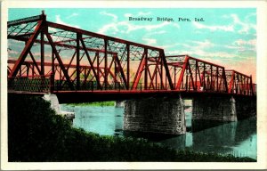 Broadway Bridge Peru Indiana IN UNP WB Postcard B9