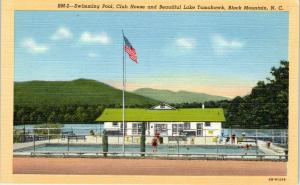 BLACK MOUNTAIN, NC Swimming Pool & Clubhouse Lake Tomahawk   c1950s   Postcard