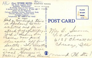 Wynne Motel Spokane Washington linen 1950s postcard