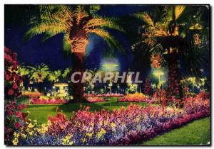 Old Postcard Nice King Albert 1st Gardens (night effect)