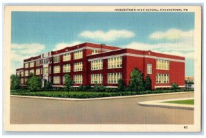 c1940 Hagerstown High School Exterior Building Hagerstown Maryland MD Postcard