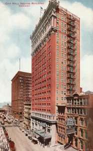 Vintage Postcard 1918 View of The City Hall Square Building Chicago Illinois ILL