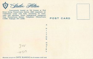 USA New York the Statler Hilton hotel illustration Postcard