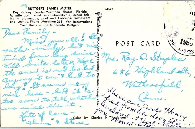 Postcard MOTEL SCENE Marathon Florida FL AI7208
