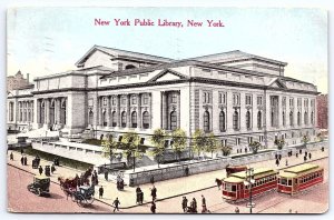 1915 Public Library New York NY Historical Building Landmark Posted Postcard