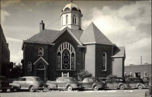 Sabetha Kansas KS Methodist Church Classic Cars Real Photo Vintage Postcard