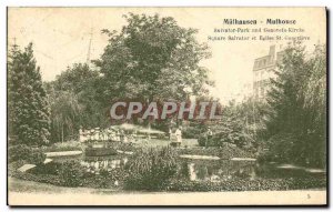 Old Postcard Mulhouse Salvator Square and Church of St. Genevieve Children