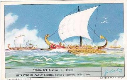 Liebig Trade Card S1803 Story of Sail No 1 Origini