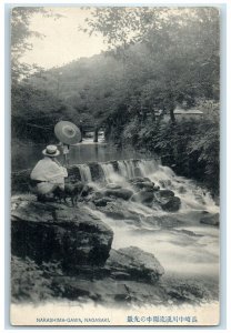 c1910 Waterfalls Scene Nakashima-Gawa Nagasaki Japan Antique Postcard