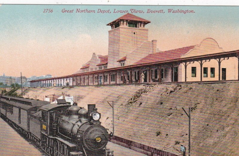 Washington Everett Train At Great Northern Depot Lower View sk6273