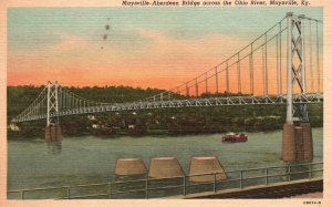 Vintage Postcard 1930's Maysville Aberdeen Bridge Across Ohio River Kentucky KY