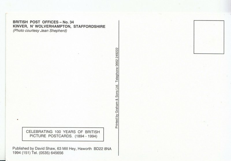 Staffordshire Postcard - British Post Office - Kinver - Nr Wolverhampton  D188 