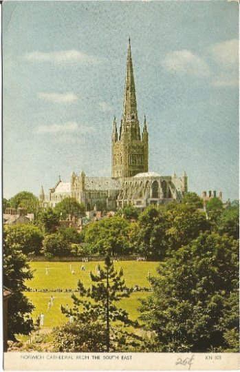 Norwich Cathedral From the South East England Vintage Postcard