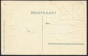 NETHERLANDS Stamps on Postcard Embossed Shield Unused c1910s