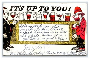 Comic Drunk at Bar It's Up To You! 1905 UDB Postcard S3
