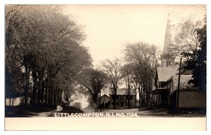 RPPC Street Scene c. 1910, Horse & Wagon, Church, Little Compton, RI Postcard