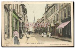 Old Postcard Sens Rue de la Republique