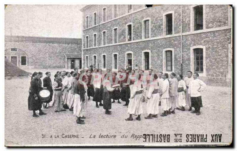 Postcard Old Barracks Reading the Army Report