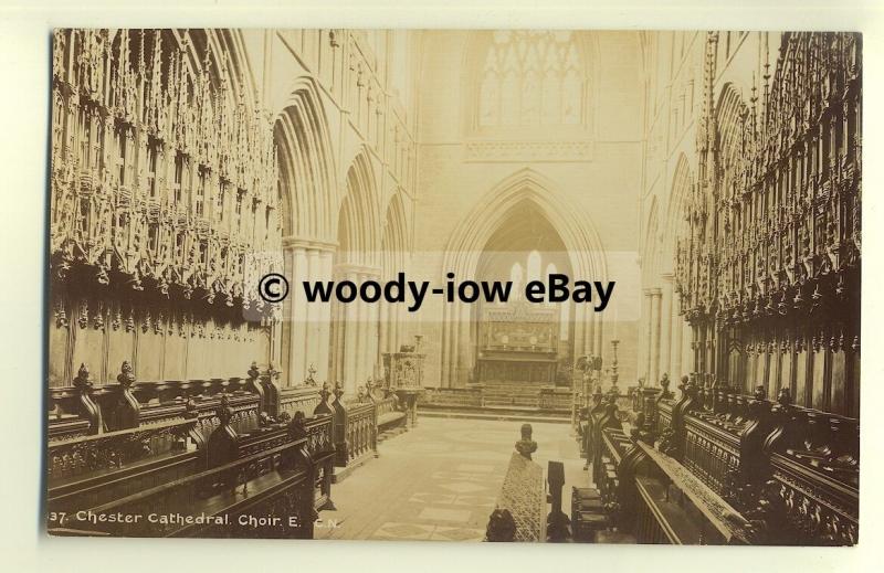 cu1827 - Interior of the Chester Cathedral, Choir E, Lancashire - postcard