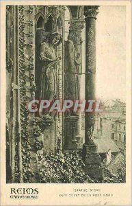 Old Postcard Reims Cathedral statue of Eve west coast of North Rose