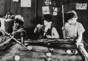 Children Playing Pool Snooker Old Film Movie Still Photo Postcard