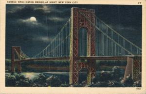 USA George Washington Bridge At Night New York City 01.84