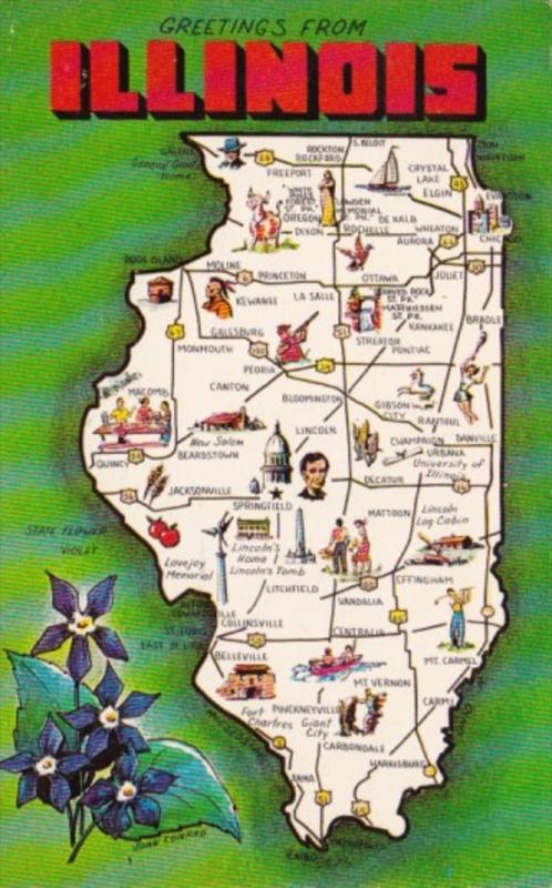 Greetings From Illinois With Map