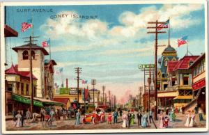 Surf Avenue, Coney Island New York Vintage Postcard H13