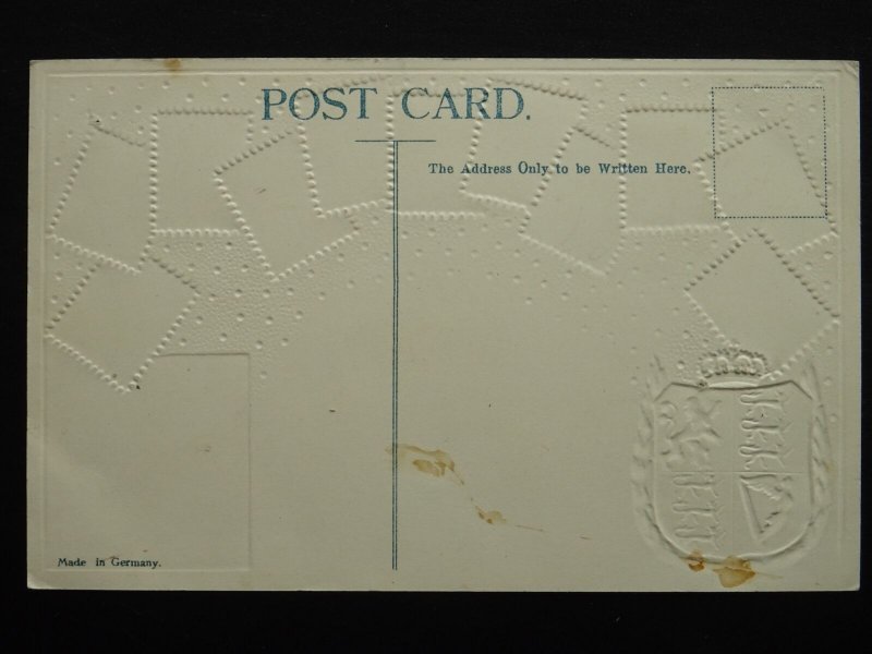 FIJI Philately STAMPS, MAP & HERALDIC ARMS c1910 Embossed Postcard