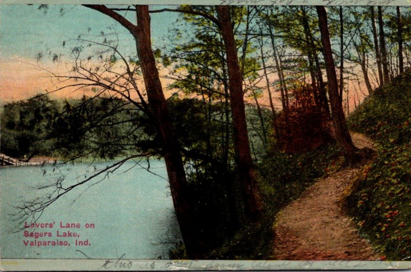 Indiana Valparaiso Lovers Lane On Sagers Lake 1913