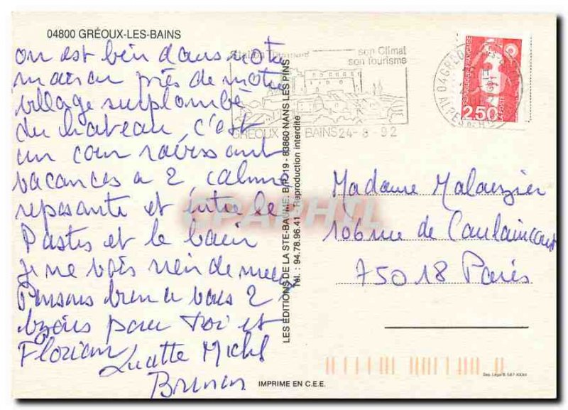 Modern Postcard Remembrance Greoux Les Bains