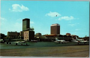 Burke Lakefront Airport and Cleveland OH Skyline Vintage Postcard B61