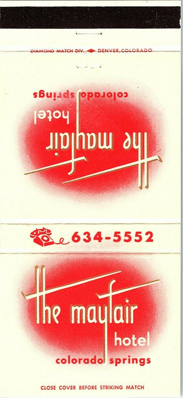 The Mayfair Hotel Colorado Springs Colorado Vintage Matchbook Cover