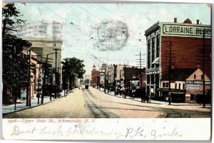 Upper State Street, Schenectady NY c1908 Undivided Back Vintage Postcard Q30
