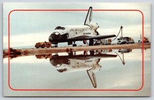 Space-Science~Shuttle Columbia Lands In California~Water Reflects~Vtg Postcard