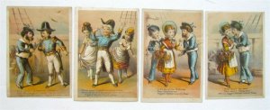 BRITISH NAVY w/ GIRLS 4 ANTIQUE VICTORIAN TRADE CARDS