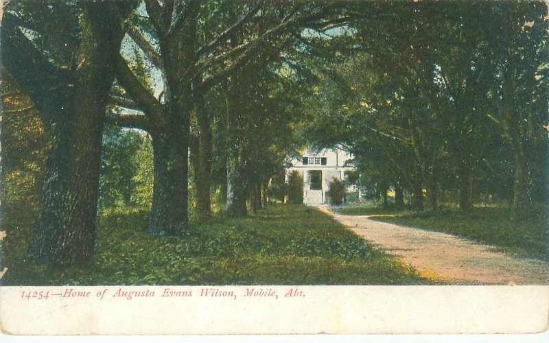 Mobile Alabama AL Home of Author Augusta Evans Wilson UDB Postcard Unused