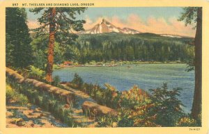 Mt Thielsen and Diamond Lake, Oregon Linen Unused