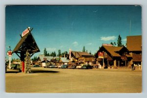West Yellowstone MT-Montana, Texaco, Chevron Chrome c1960 Postcard