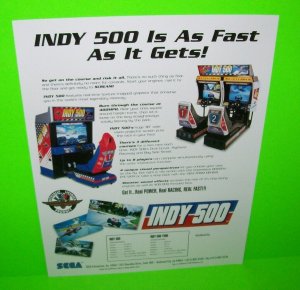 Sega INDY 500 Original 1995 Video Arcade Game Promo Sales Flyer Double Sided Adv 