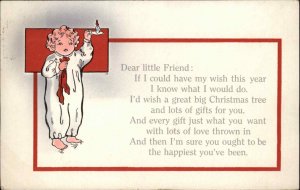 Christmas Children Candle Stocking c1910s Postcard