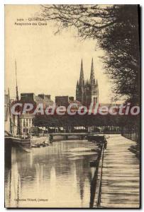 Old Postcard Quimper Perspective Quays