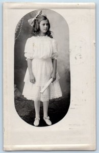 Dorrance Kansas KS Postcard RPPC Photo Pretty Girl Curly Hair Studio 1910 Posted