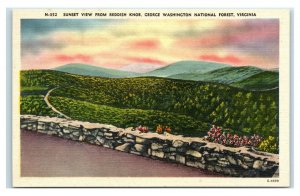 Postcard Sunset view from Reddish Knob, G Washington Nat'l Forest VA W45