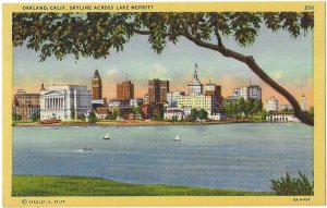 Oakland California Skyline as seen From Across Lake Merritt