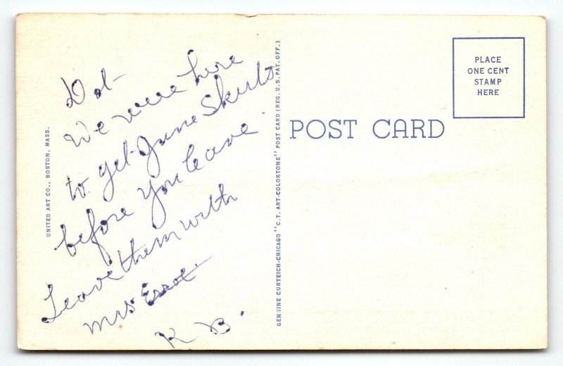 Greetings From Boston Massachusetts Large Letter Linen Postcard Curt Teich