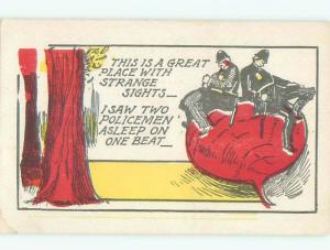 Pre-Linen Comic POLICE OFFICERS ON GIANT BEET VEGETABLE AB9137